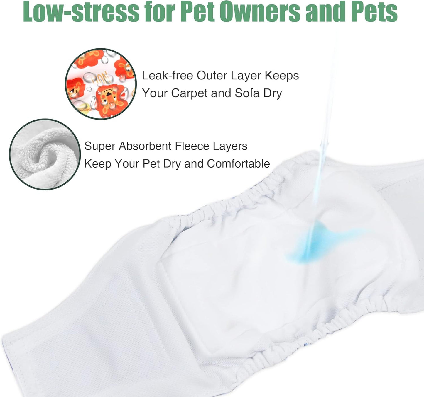 Washable Male Dog Belly Band (Stylish Pattern)- Pack of 3 - Washable Male Dog Belly Wrap, Dog Diapers Male (M, Magic)