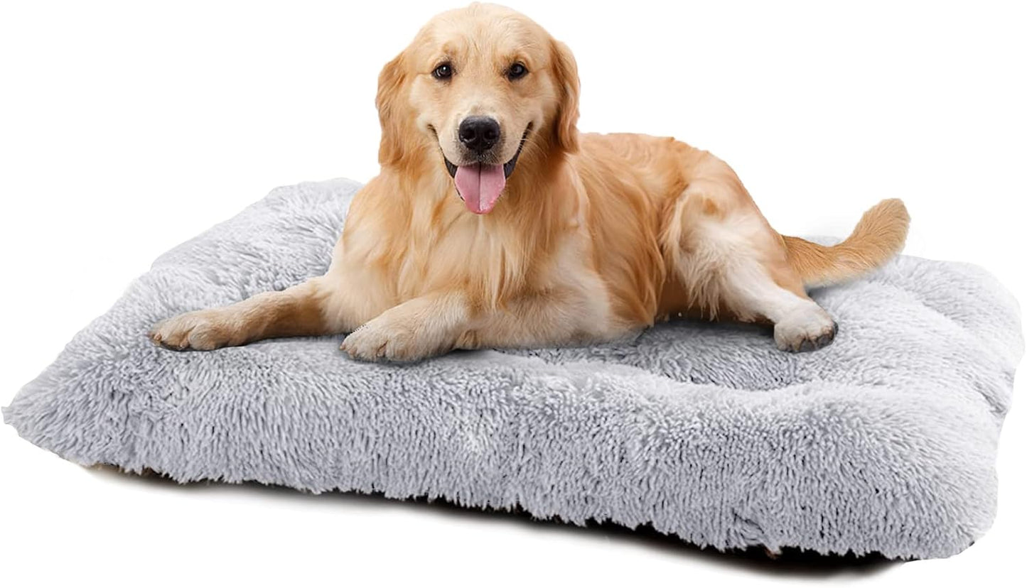 Cozy & Washable Dog Crate Bed - Ultra-Soft Anti-Slip Pad for All Dog Sizes (Gray)