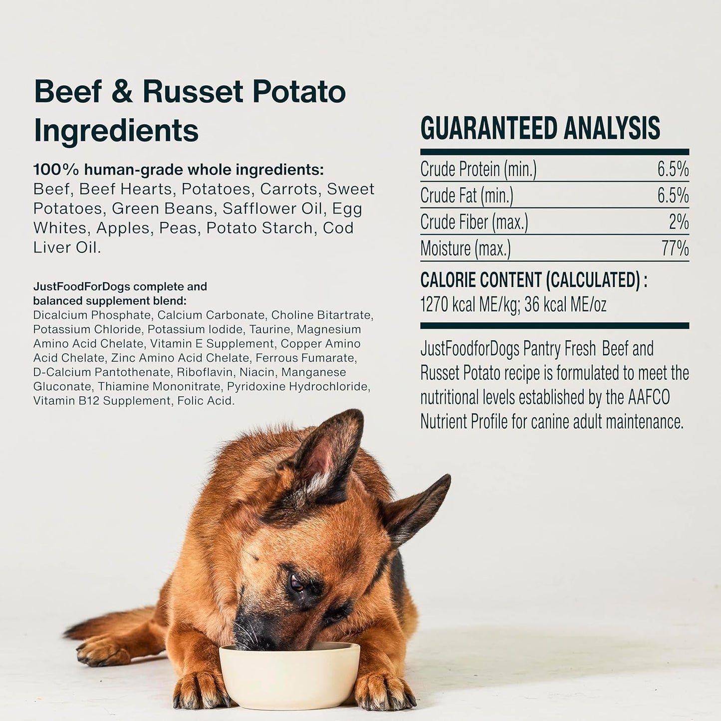 Pantry Fresh Beef & Russet Potato Wet Dog Food - Gourmet Human-Grade Complete Meal or Topper - (12.5 oz, Pack of 6)