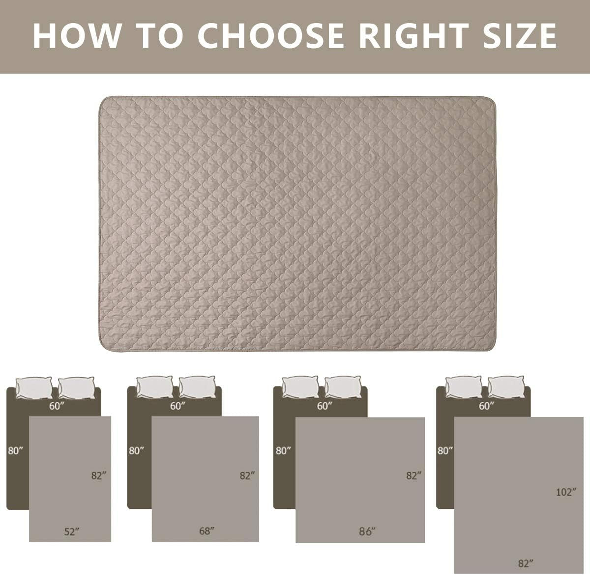 Dog Bed Cover Washable Pee Pads Dog Blankets for Puppy Large Dog Cat,Sofa Reversible Changing Pad Reusable 1 Piece(52"X82",Beige+Sand+Sand)