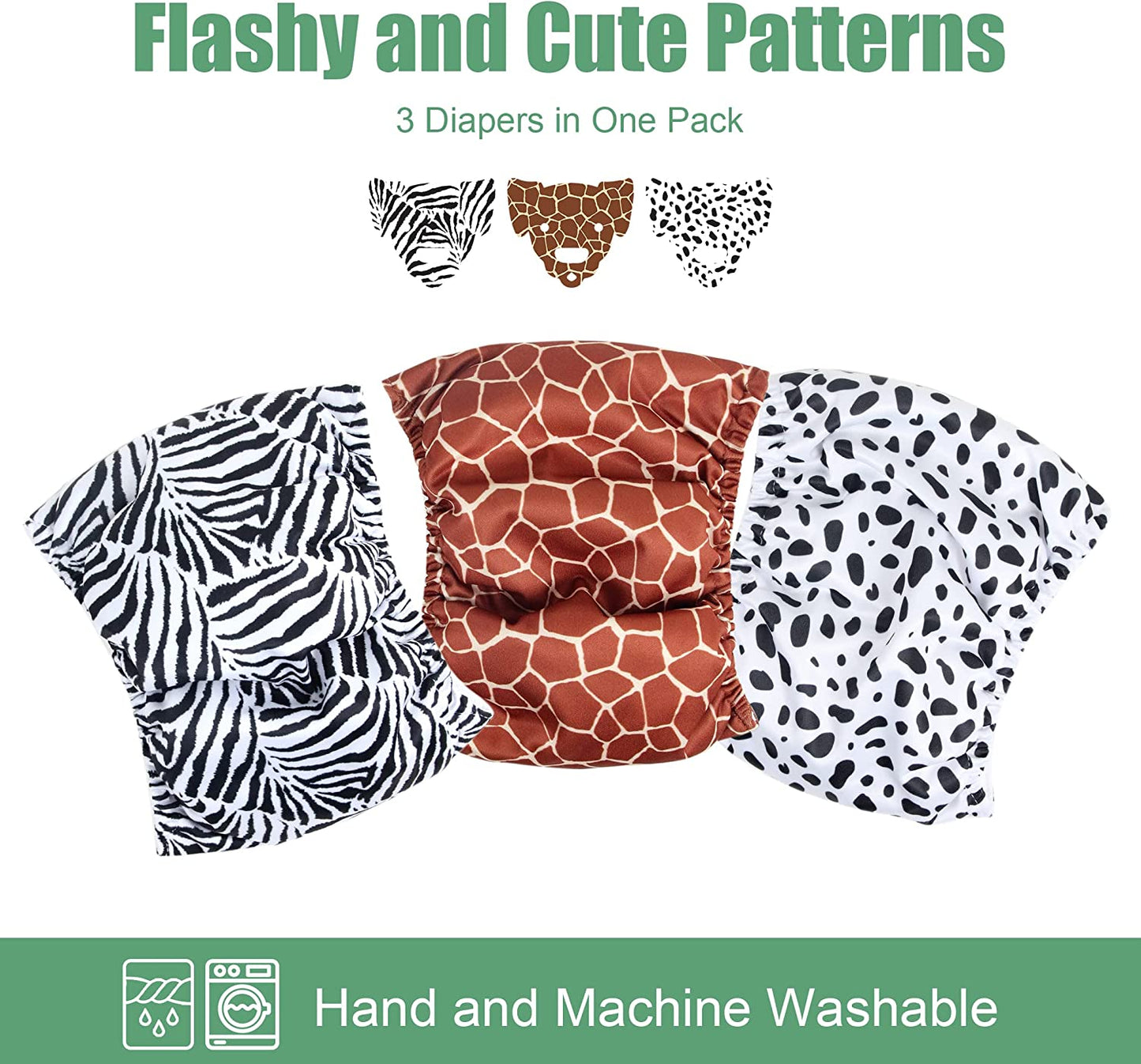 Washable Male Dog Belly Band (Stylish Pattern) - Pack of 3 - Washable Male Dog Belly Wrap, Dog Diapers Male (Zebra, Giraffe, Spotty, S)