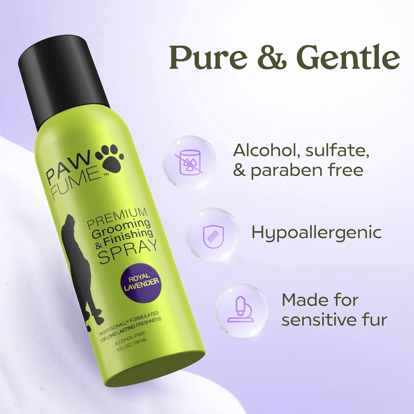 PAWFUME Royal Lavender Dog Detangler Spray - Hypoallergenic & Alcohol-Free for Luxurious Coat Care and Easy Grooming