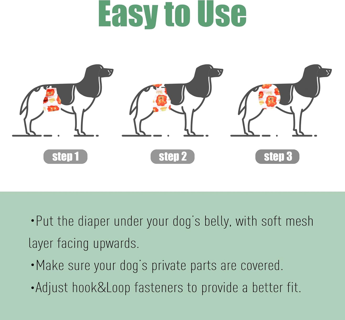 Washable Male Dog Belly Band (Stylish Pattern)- Pack of 3 - Washable Male Dog Belly Wrap, Dog Diapers Male (M, Magic)