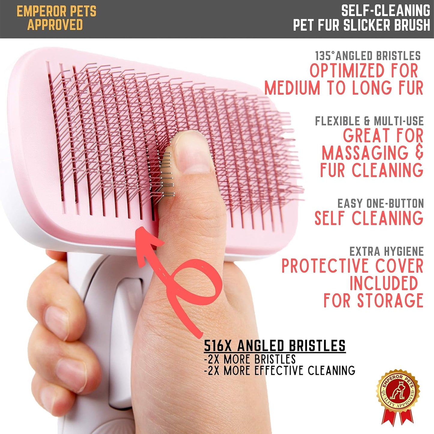 Ultimate Shedding Solution: Professional Pink Dog Brush for Long-Haired Breeds - Effortlessly Removes Tangles and Undercoat Hair