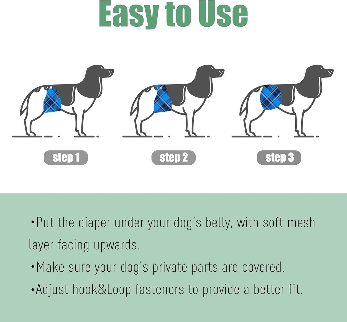 Washable Dog Belly Band - Stylish Pattern Dog Diapers for Males - Washable Belly Wrap (Blue, Green, Red Plaid, XS)