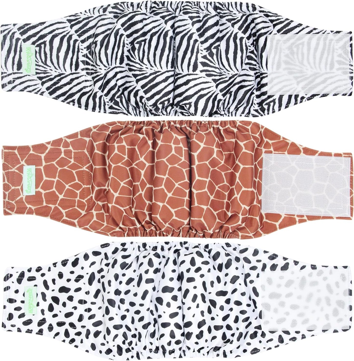 Washable Male Dog Belly Band (Stylish Pattern) - Pack of 3 - Washable Male Dog Belly Wrap, Dog Diapers Male (Zebra, Giraffe, Spotty, S)