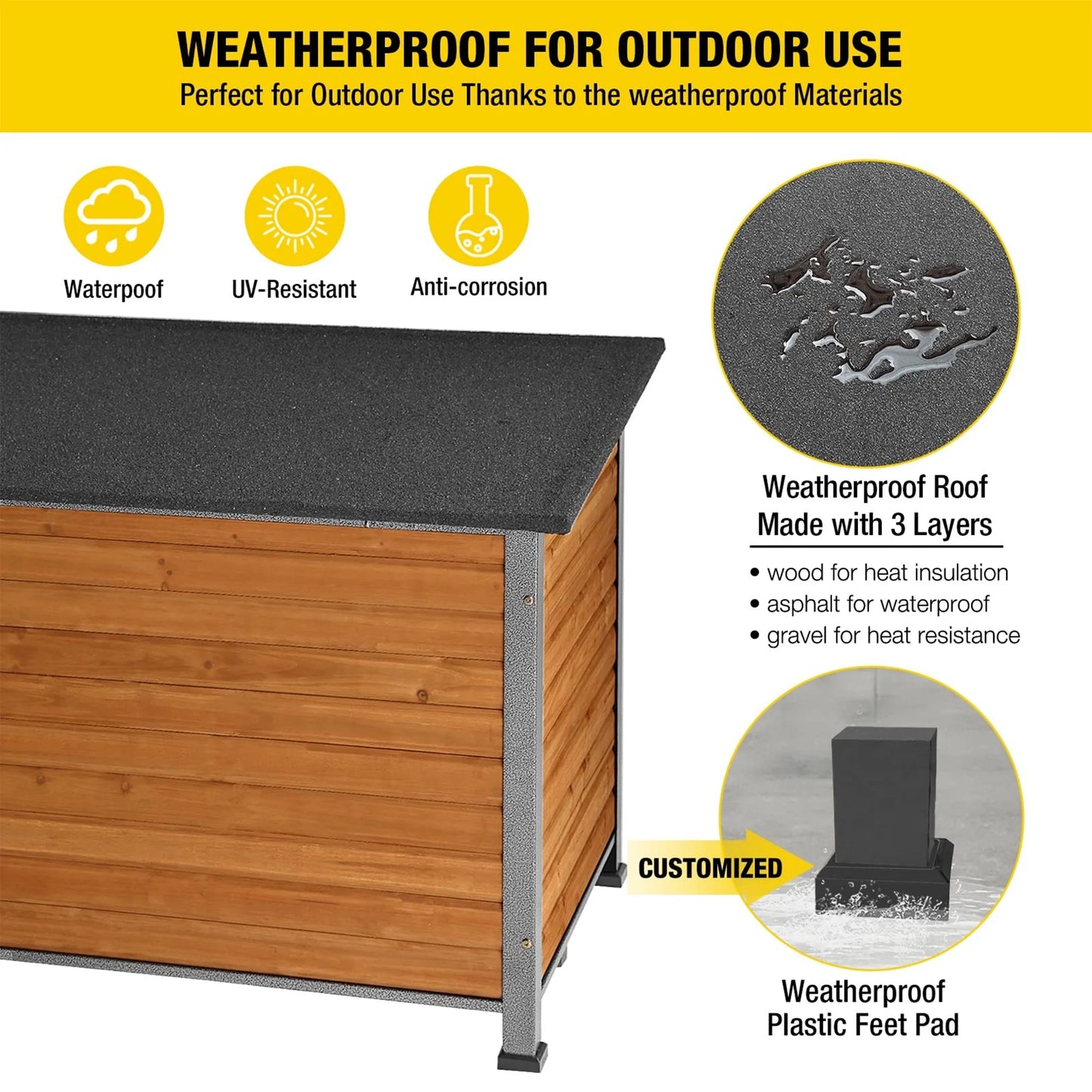 Wooden Dog House Anti-Chewing Kennels for Outdoor & Indoor, Browm, Medium