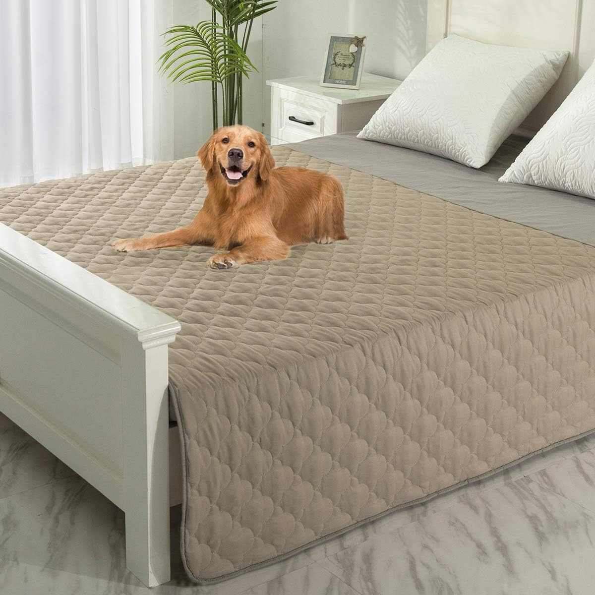 Dog Bed Cover Washable Pee Pads Dog Blankets for Puppy Large Dog Cat,Sofa Reversible Changing Pad Reusable 1 Piece(52"X82",Beige+Sand+Sand)