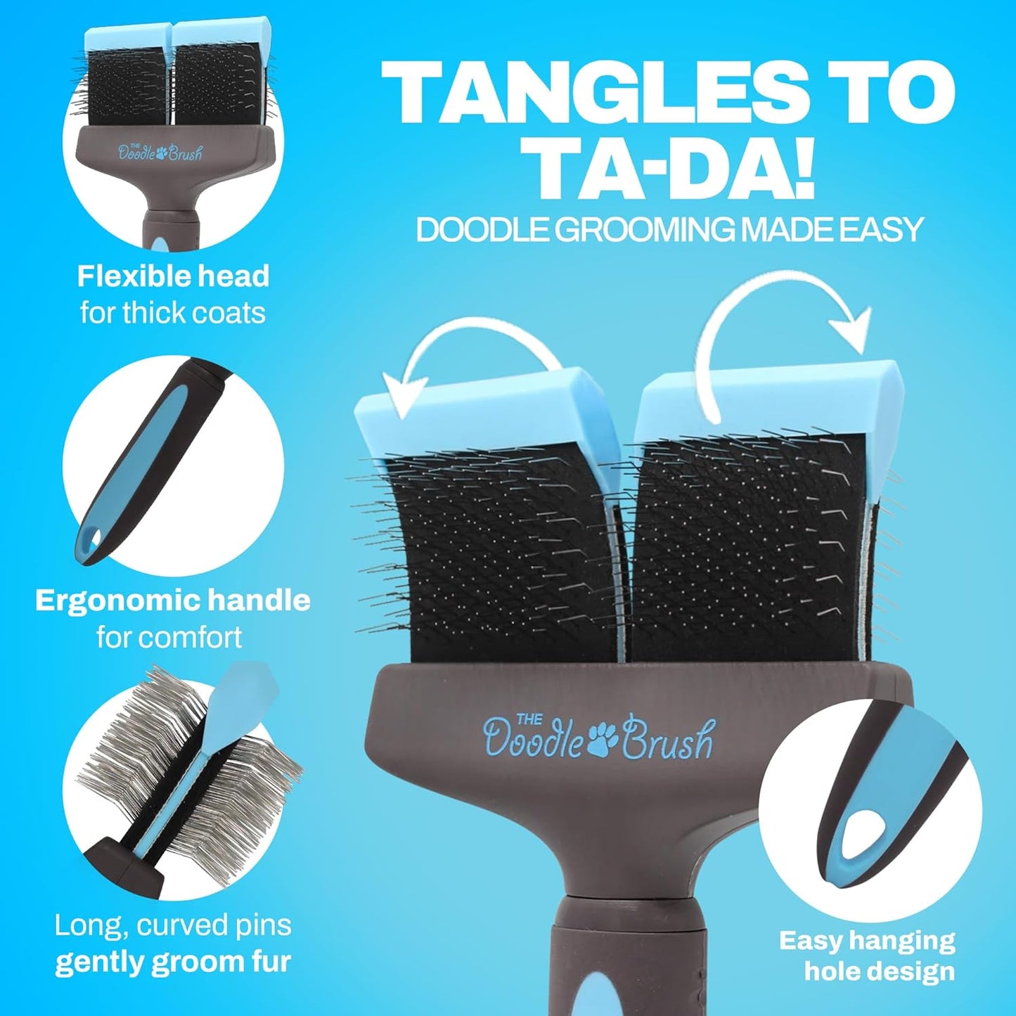 Ultimate Doodle Grooming Brush - Professional Dual-Head Slicker for Poodles, Goldendoodles, and More - Effortless and Effective Grooming Solution!