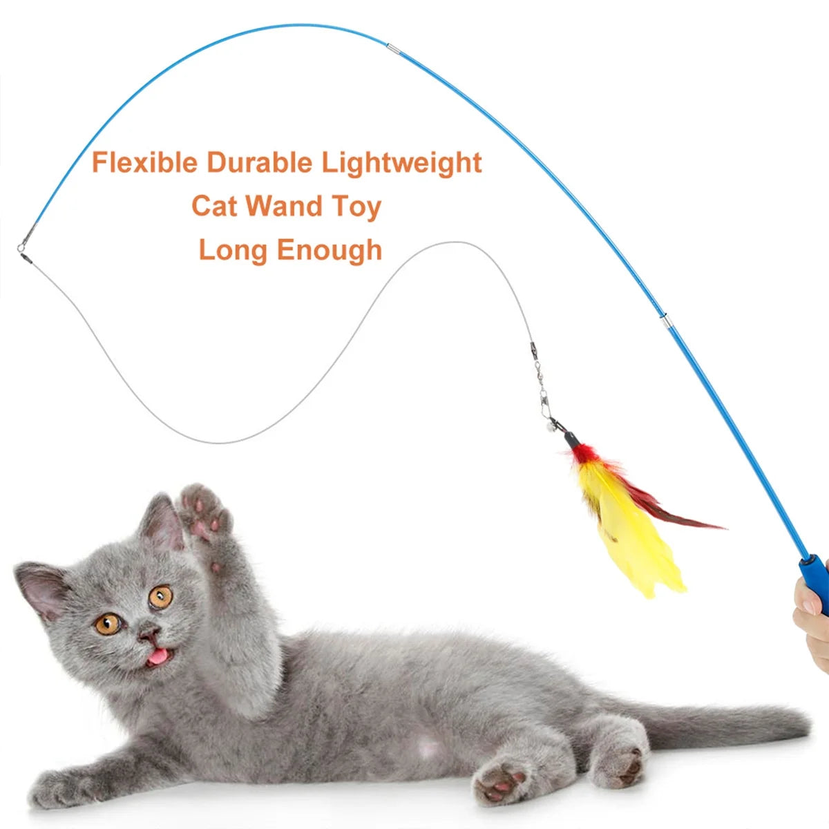 10 Pcs Cat Toys Set Cat Wand Toys Interactive Cat Feather Wand 39Inch Retractable Cat Wand Toy with Cat Feather Toys Telescopic Cat Fishing Pole Toy Cat Teaser Toy for Cats Play Exercise