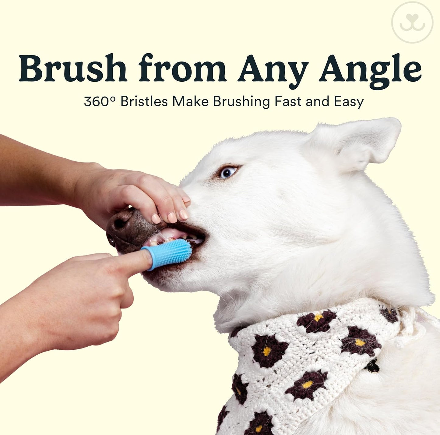 Dog Toothbrush, 360º Dog Tooth Brushing Kit, Cat Toothbrush, Dog Teeth Cleaning, Dog Finger Toothbrush, Dog Tooth Brush for Small & Large Pets, Dog Toothpaste Not Included, 4-Pack Blue