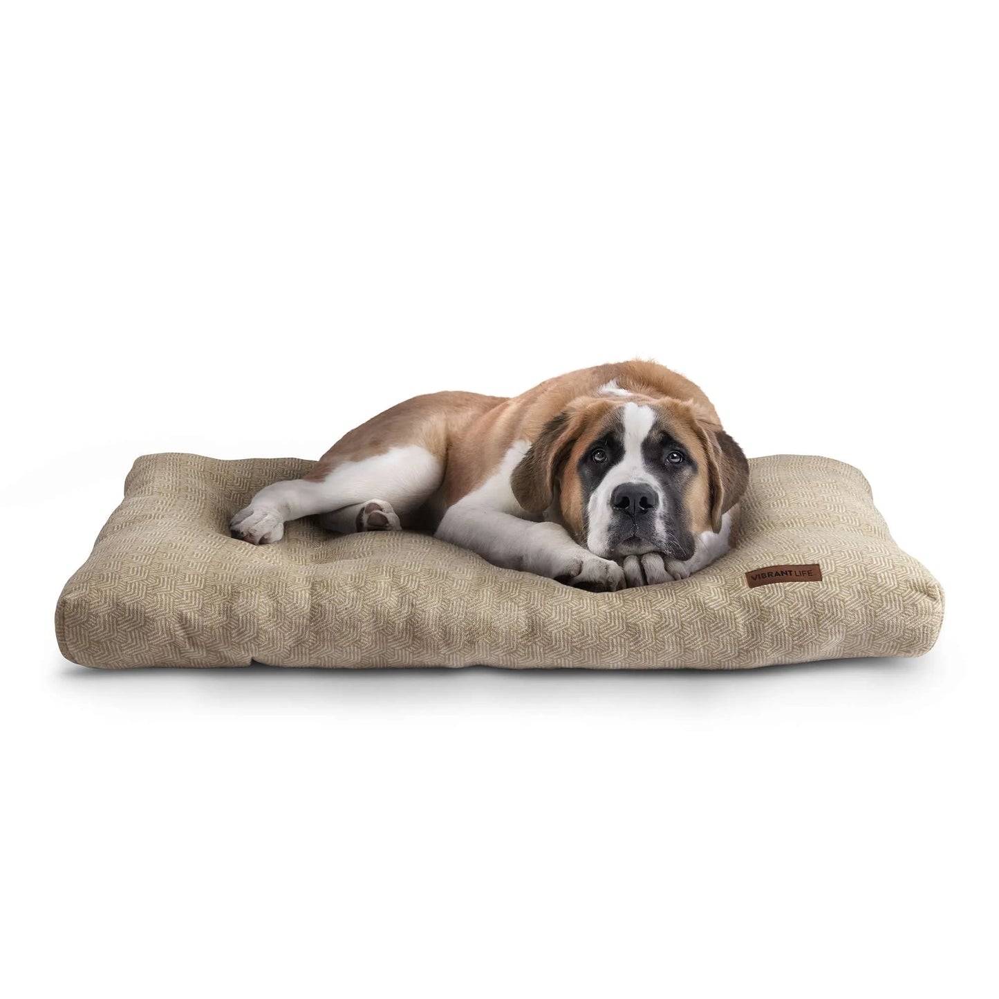 Bed for Dogs, Tufted Plush, Machine Washable, Tan, Extra Large, 38" X 48"