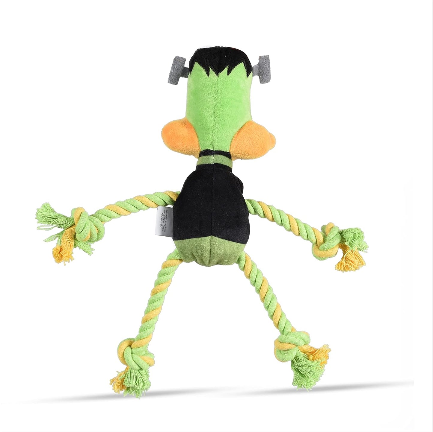 Daffy Duck Plush Frankenstein Halloween Squeaky Chew Toy for Dogs - 9 Inch Rope Pull Fun!