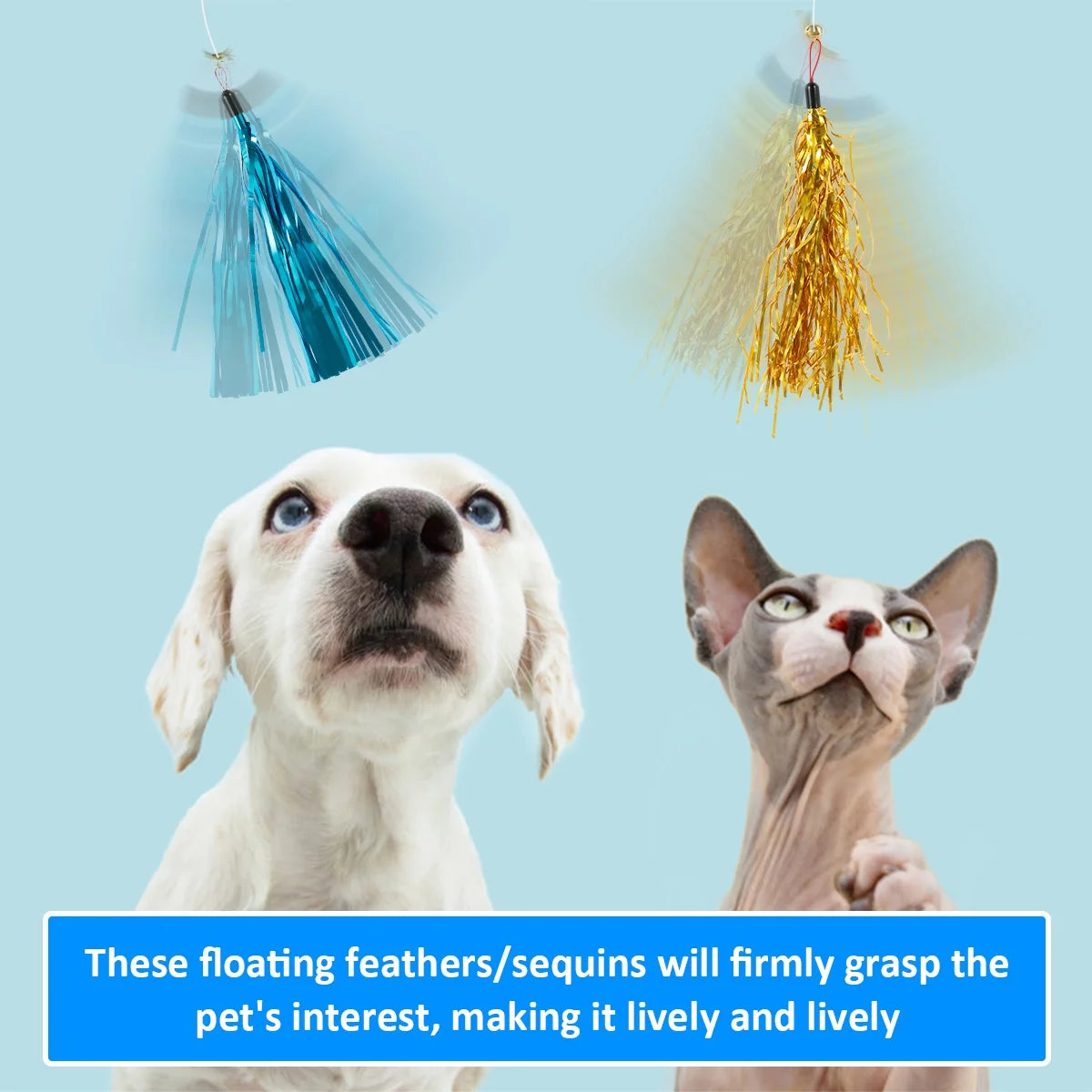 10 Pcs Cat Toys Set Cat Wand Toys Interactive Cat Feather Wand 39Inch Retractable Cat Wand Toy with Cat Feather Toys Telescopic Cat Fishing Pole Toy Cat Teaser Toy for Cats Play Exercise
