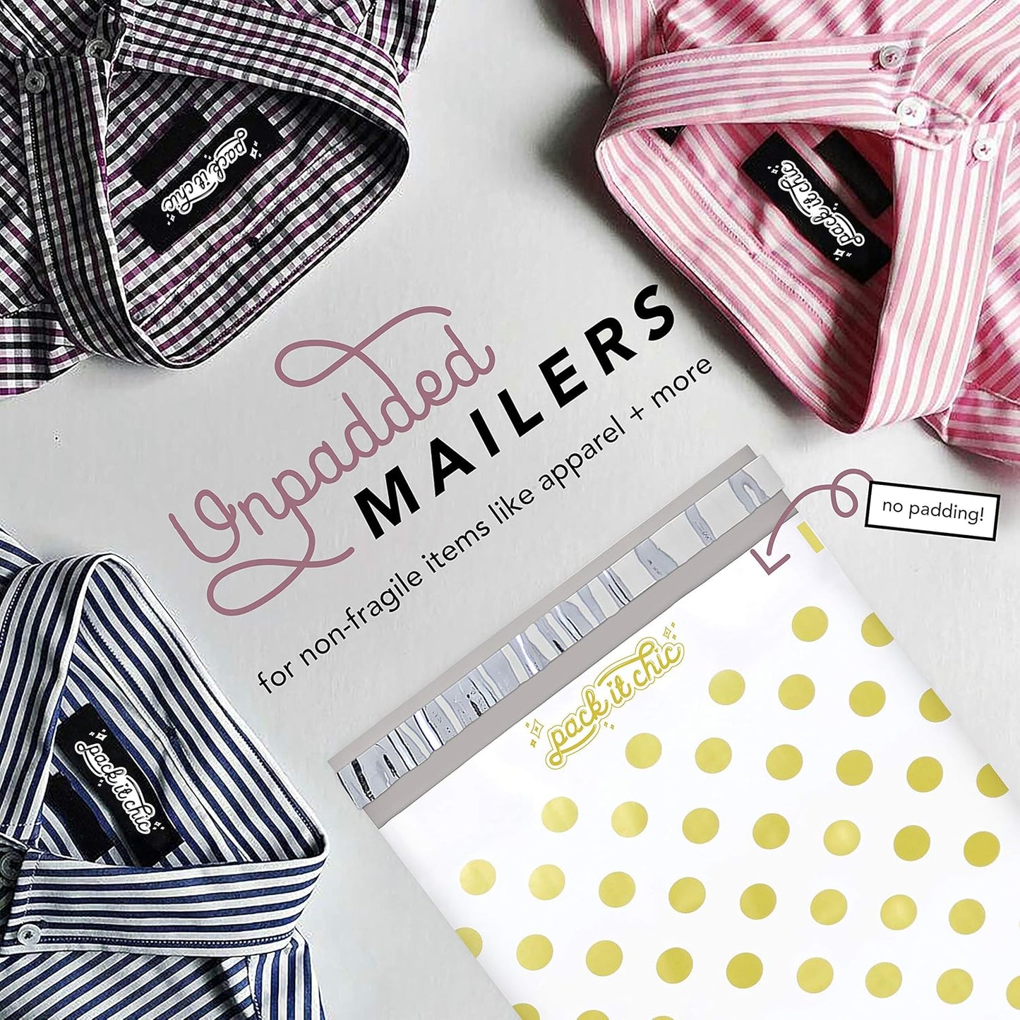 - 10X13 (100 Pack) Gold Polka Dot Poly Mailer Envelope Plastic Custom Mailing & Shipping Bags - Self Seal