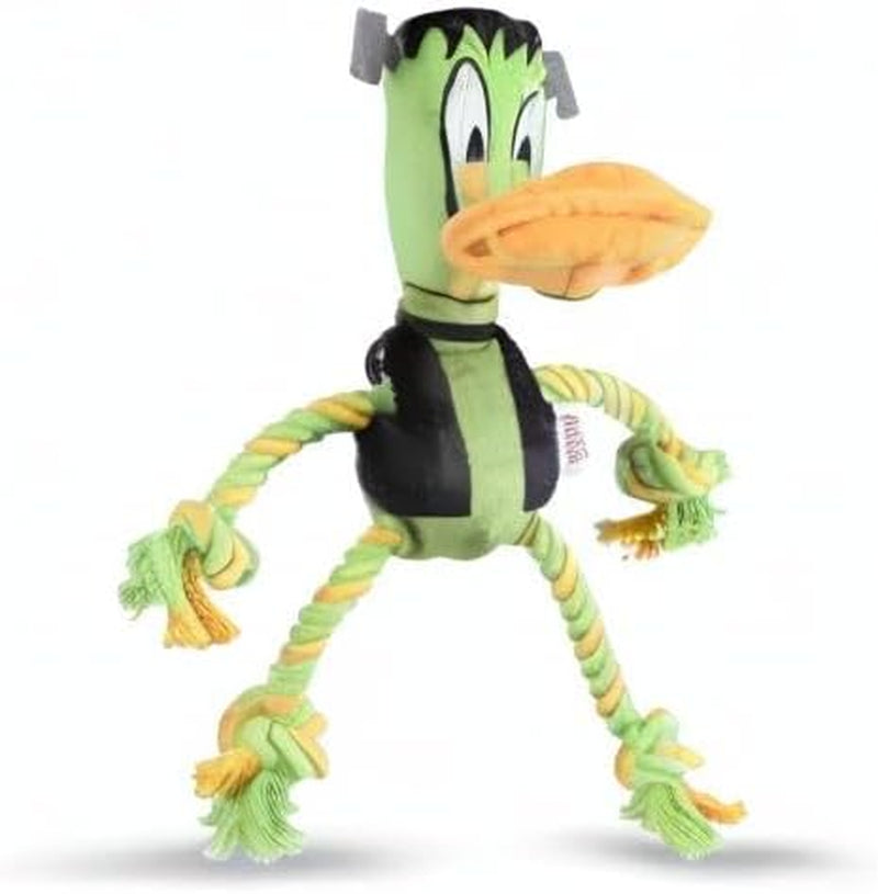 Daffy Duck Plush Frankenstein Halloween Squeaky Chew Toy for Dogs - 9 Inch Rope Pull Fun!