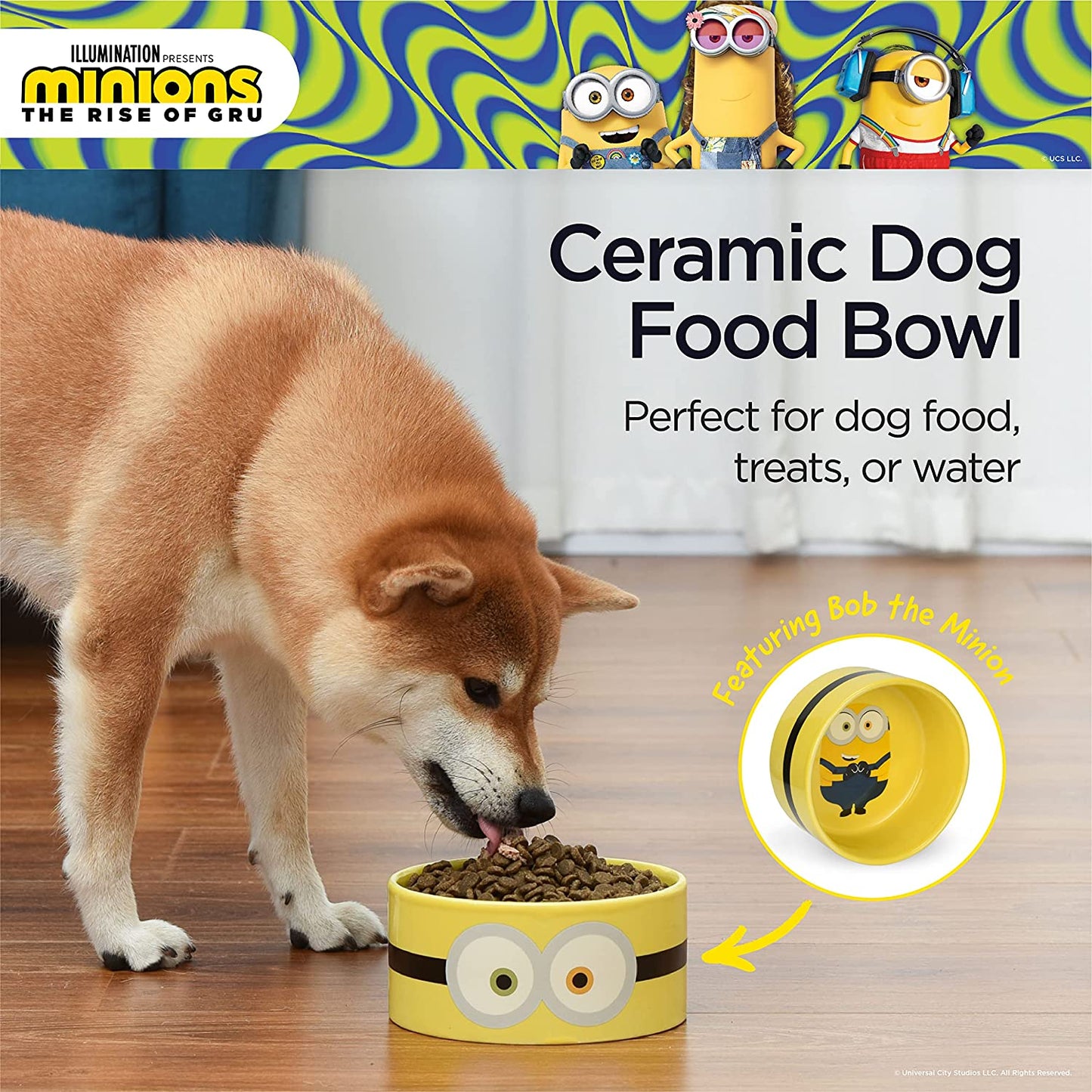 Universal Studios Bob Ceramic Dog Bowl - 6" | Perfect for Pet Lovers, Holds 3.5 Cups
