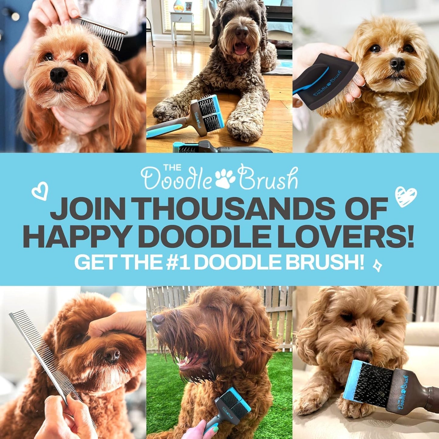 Ultimate Doodle Grooming Brush - Professional Dual-Head Slicker for Poodles, Goldendoodles, and More - Effortless and Effective Grooming Solution!