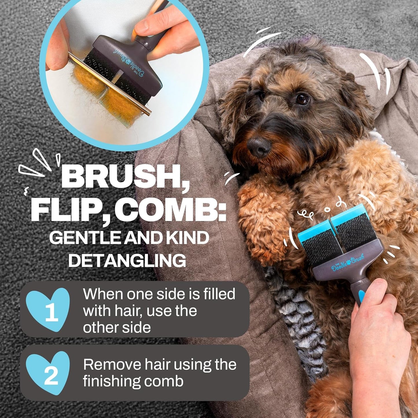 Ultimate Doodle Grooming Brush - Professional Dual-Head Slicker for Poodles, Goldendoodles, and More - Effortless and Effective Grooming Solution!