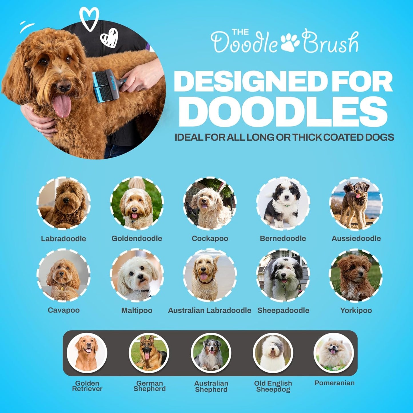 Ultimate Doodle Grooming Brush - Professional Dual-Head Slicker for Poodles, Goldendoodles, and More - Effortless and Effective Grooming Solution!