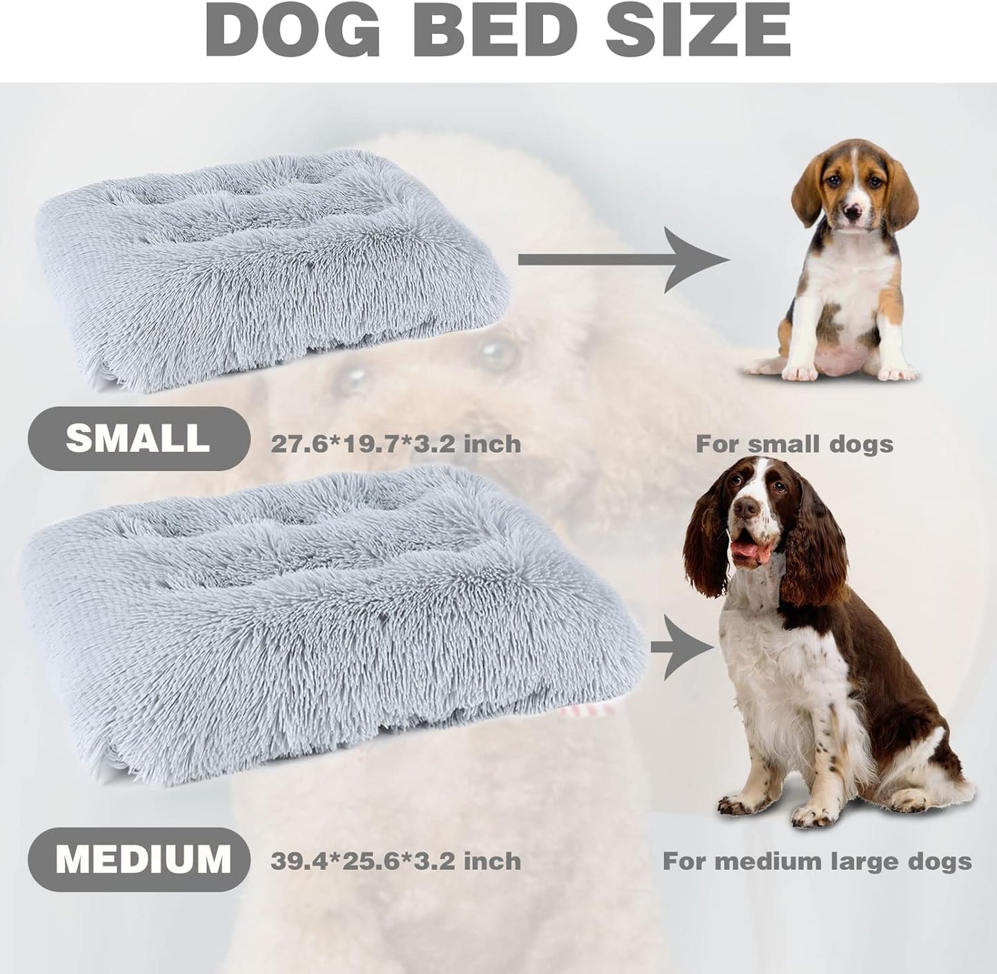 Cozy & Washable Dog Crate Bed - Ultra-Soft Anti-Slip Pad for All Dog Sizes (Gray)