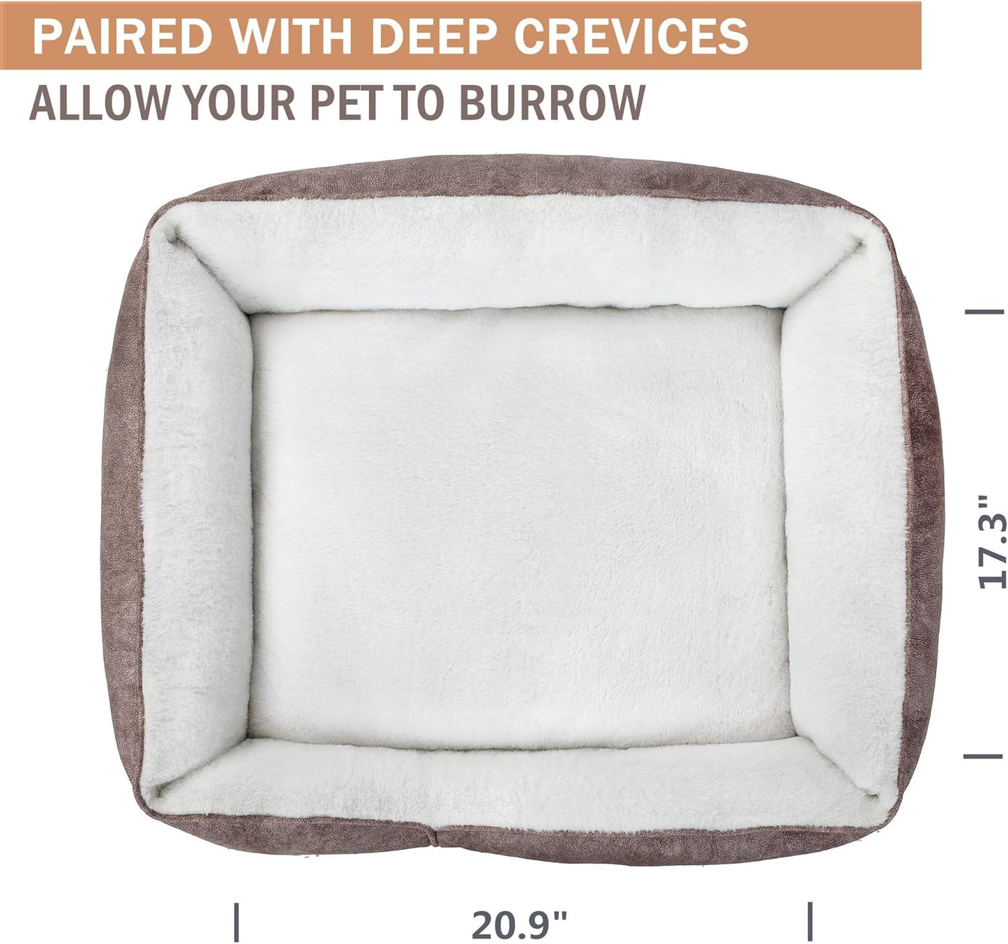 Cozy and Durable 30" Rectangle Washable Dog Bed for Medium to Large Dogs - Stylish Brown Design