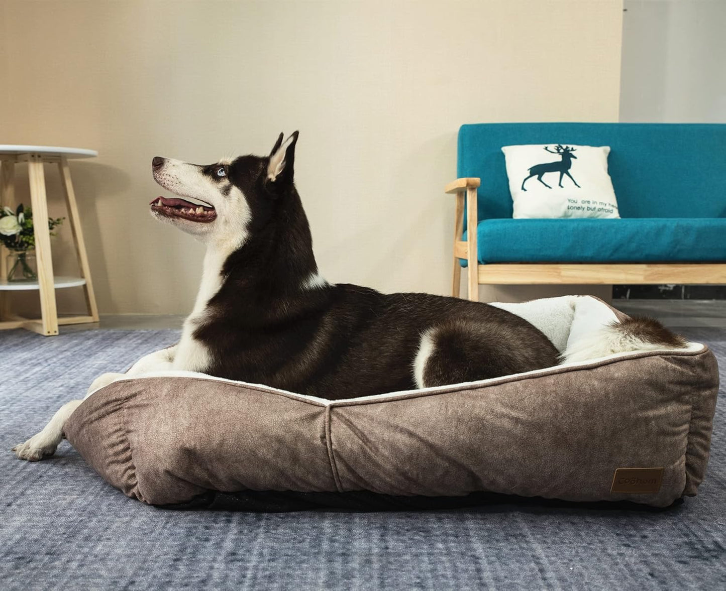 Cozy and Durable 30" Rectangle Washable Dog Bed for Medium to Large Dogs - Stylish Brown Design