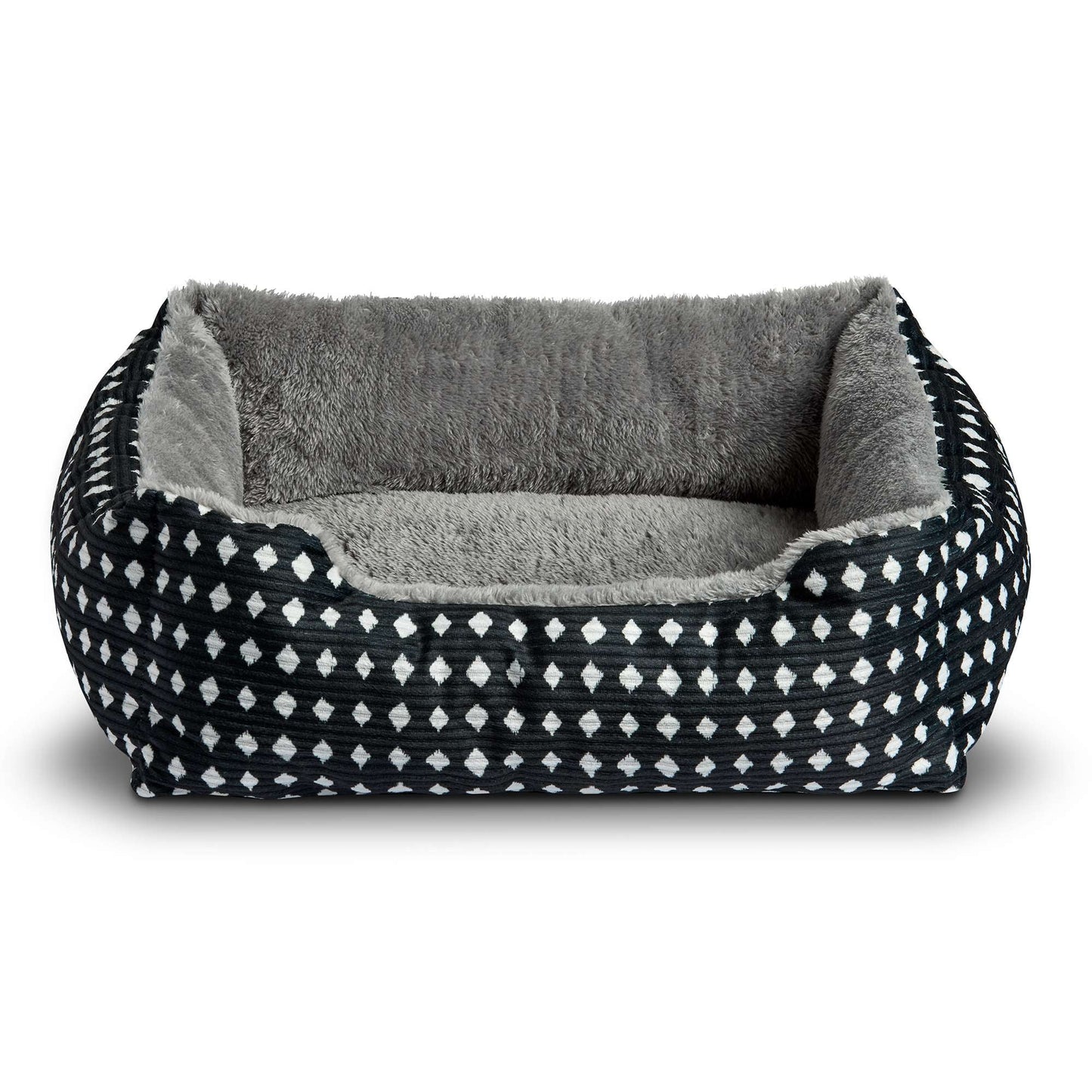 (3 Pack) Bed for Dogs & Cats, Plush Cuddler, Portable, Machine Washable, Black & White Diamonds, 19" × 15"