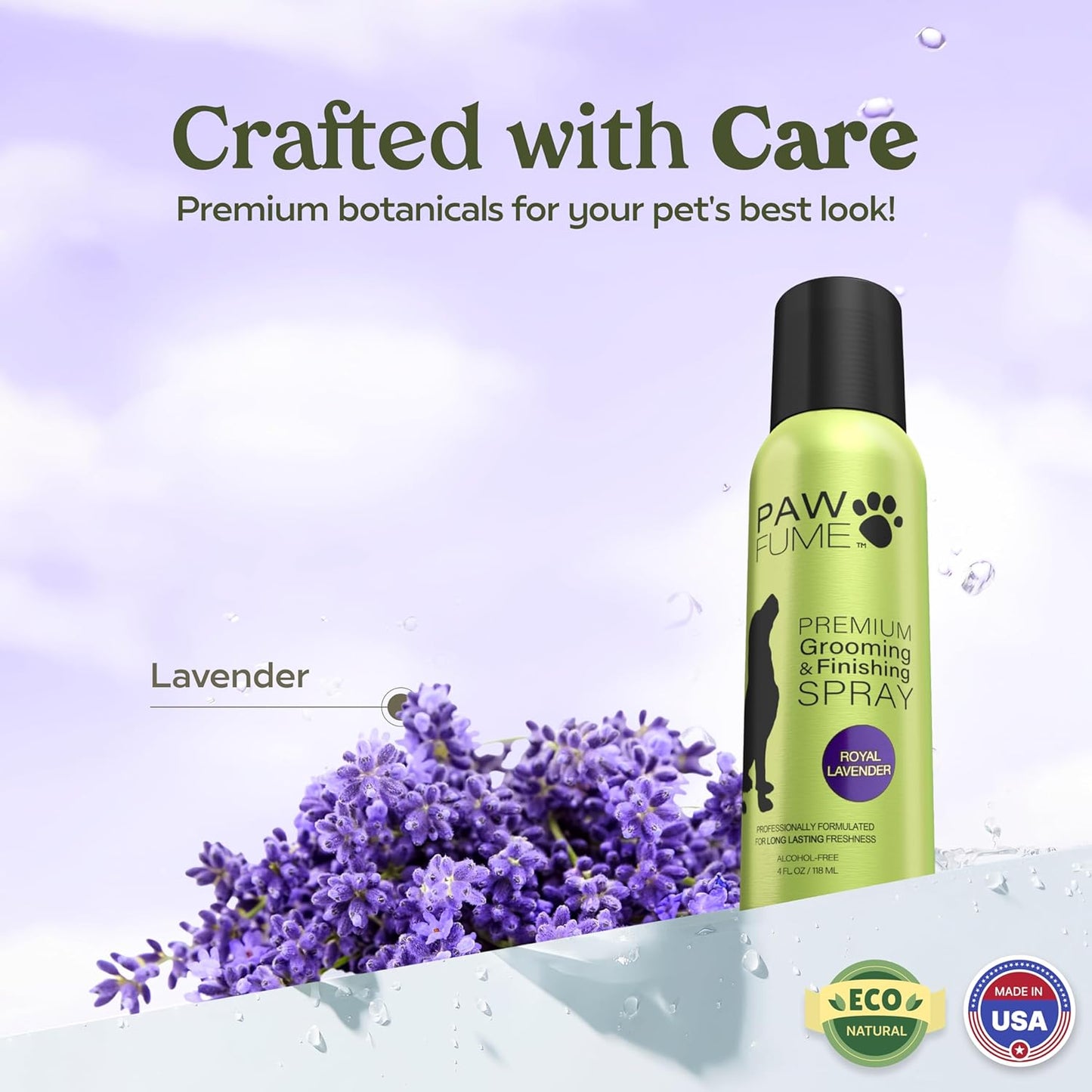 PAWFUME Royal Lavender Dog Detangler Spray - Hypoallergenic & Alcohol-Free for Luxurious Coat Care and Easy Grooming