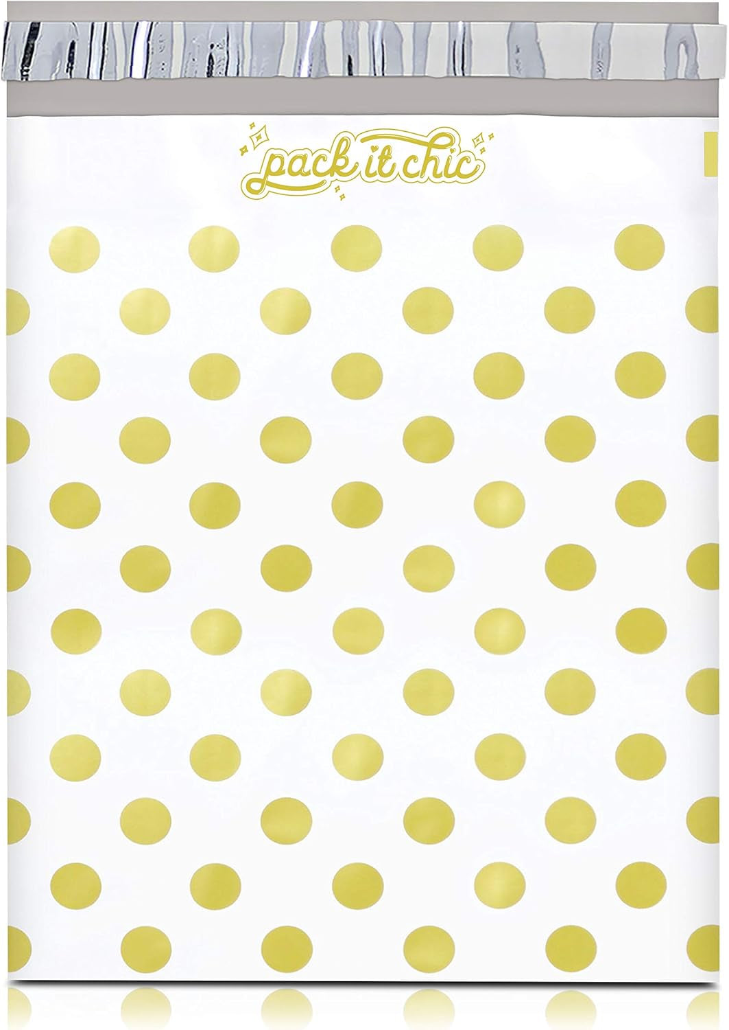 - 10X13 (100 Pack) Gold Polka Dot Poly Mailer Envelope Plastic Custom Mailing & Shipping Bags - Self Seal