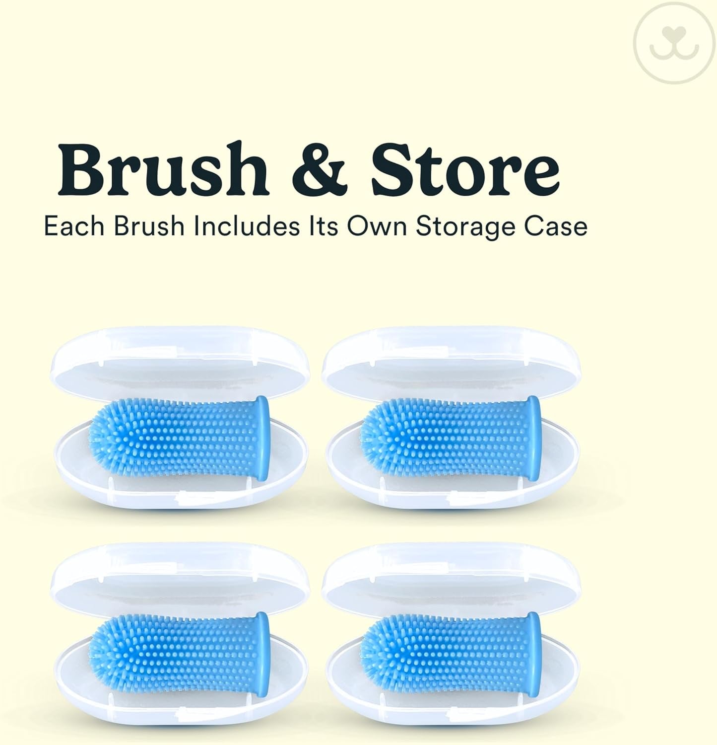 Dog Toothbrush, 360º Dog Tooth Brushing Kit, Cat Toothbrush, Dog Teeth Cleaning, Dog Finger Toothbrush, Dog Tooth Brush for Small & Large Pets, Dog Toothpaste Not Included, 4-Pack Blue