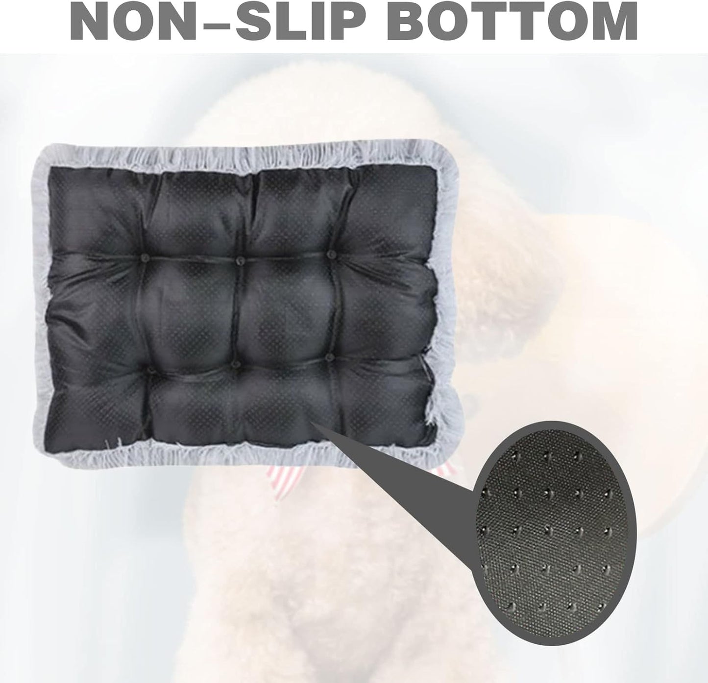 Cozy & Washable Dog Crate Bed - Ultra-Soft Anti-Slip Pad for All Dog Sizes (Gray)