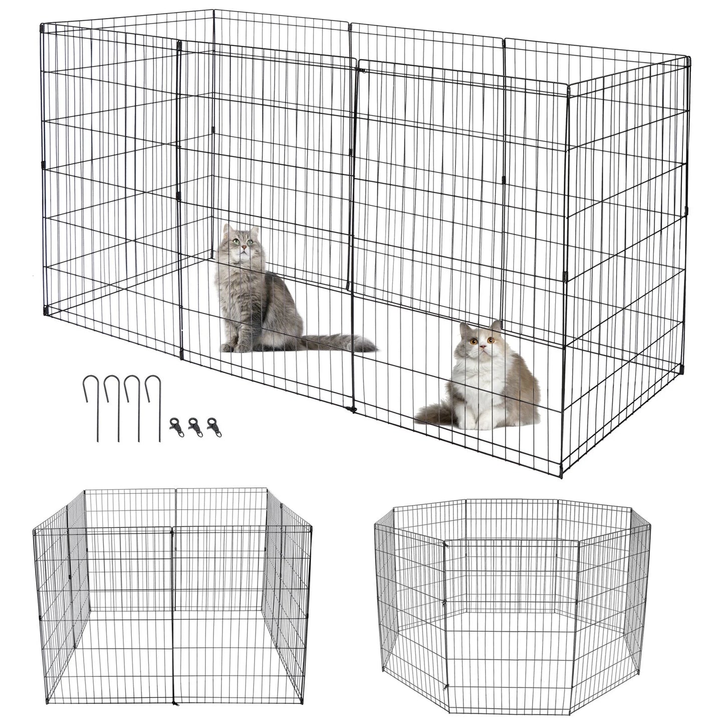 36 Inch 8 Panels Indoor Outdoor Dog Playpen Large Crate Fence Pet Play Pen Exercise Cage