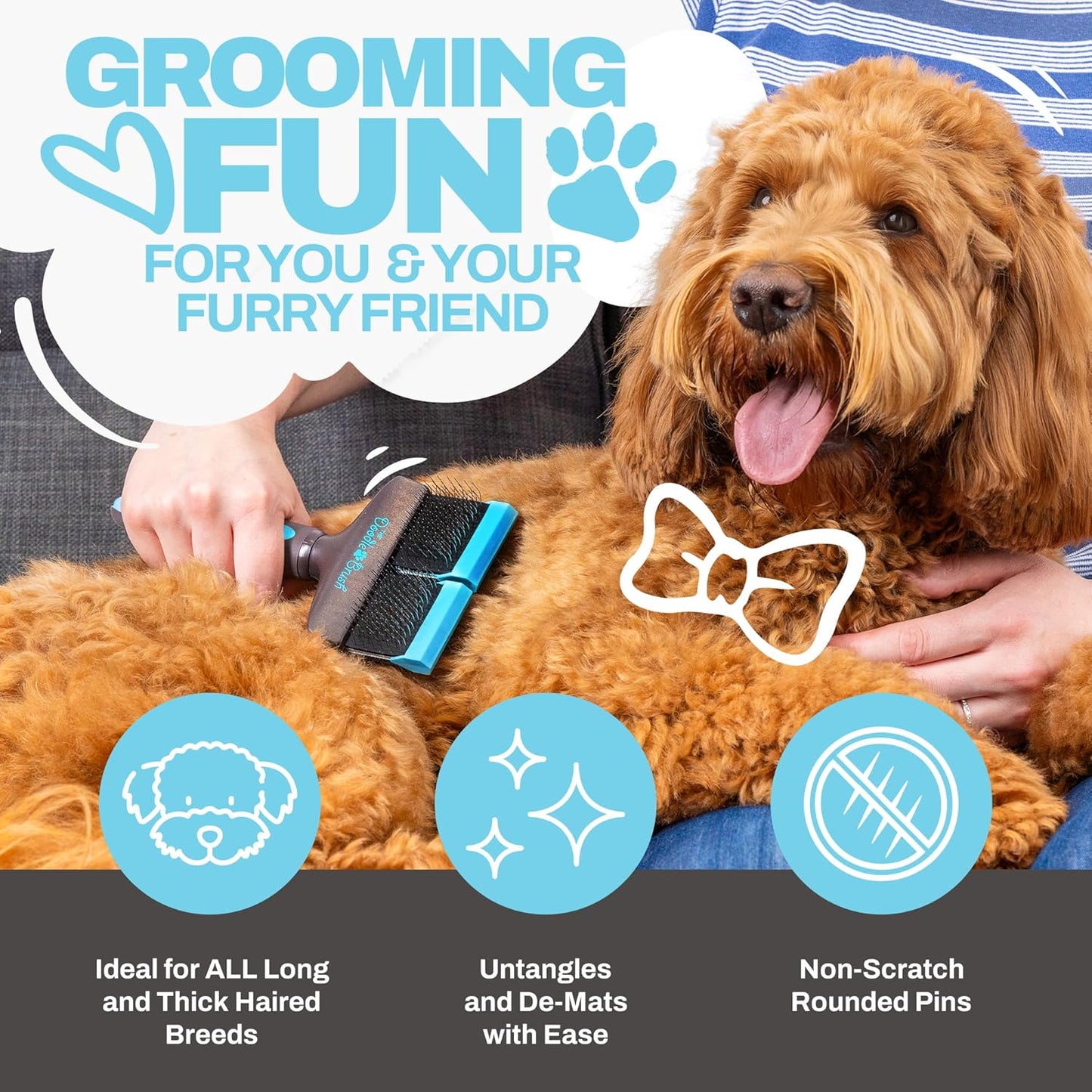 Ultimate Doodle Grooming Brush - Professional Dual-Head Slicker for Poodles, Goldendoodles, and More - Effortless and Effective Grooming Solution!