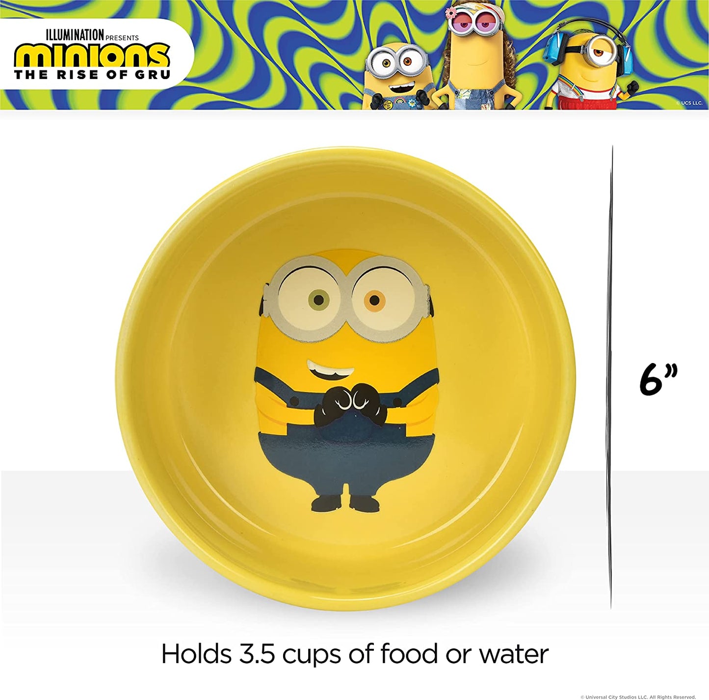 Universal Studios Bob Ceramic Dog Bowl - 6" | Perfect for Pet Lovers, Holds 3.5 Cups