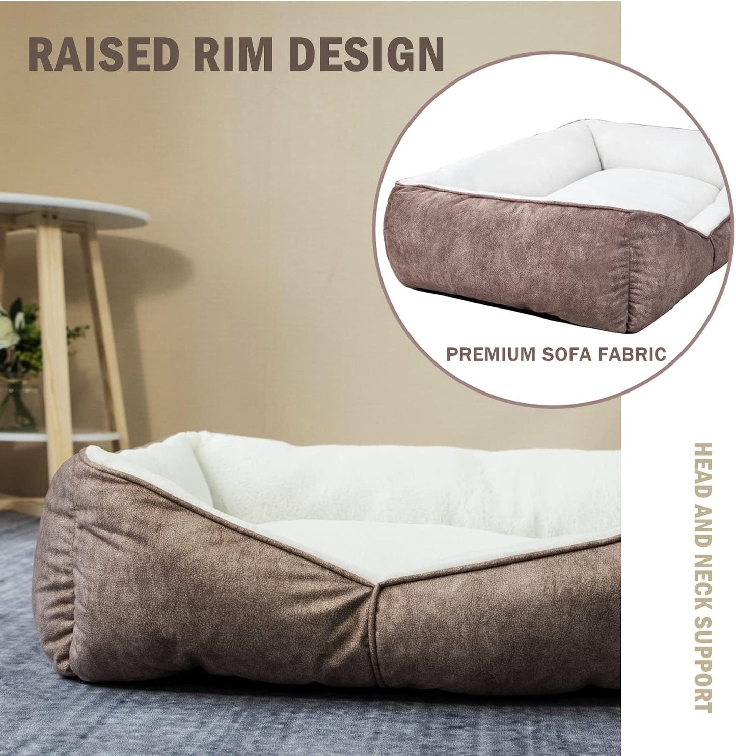 Cozy and Durable 30" Rectangle Washable Dog Bed for Medium to Large Dogs - Stylish Brown Design