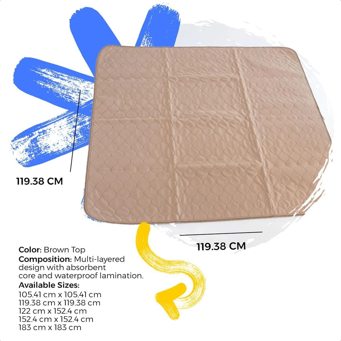 Washable Pee Pads for Dogs - Waterproof Training Pads for Dogs, Reusable & Sanitary, Rounded Corners, Laminated, Lightweight, Durable, Pet Essentials for Training and Whelping, 47" X 47"
