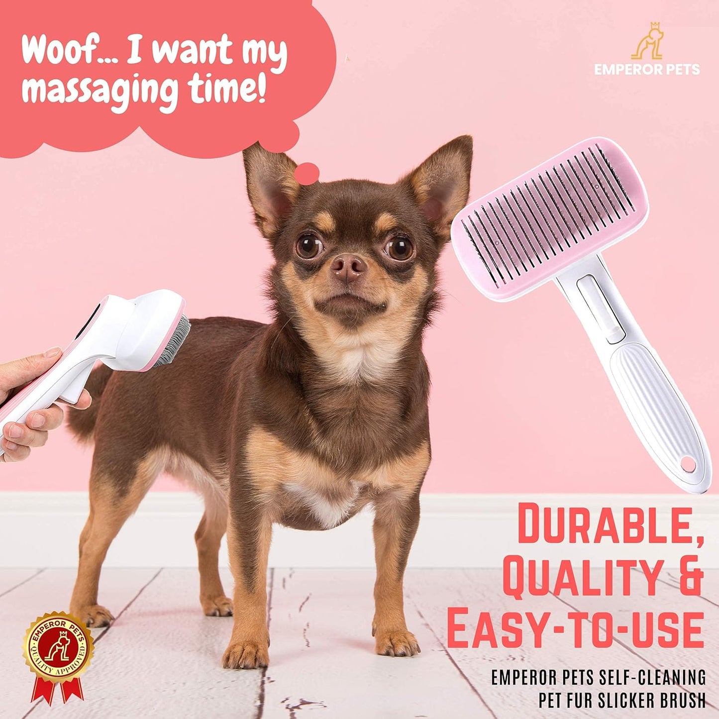 Ultimate Shedding Solution: Professional Pink Dog Brush for Long-Haired Breeds - Effortlessly Removes Tangles and Undercoat Hair