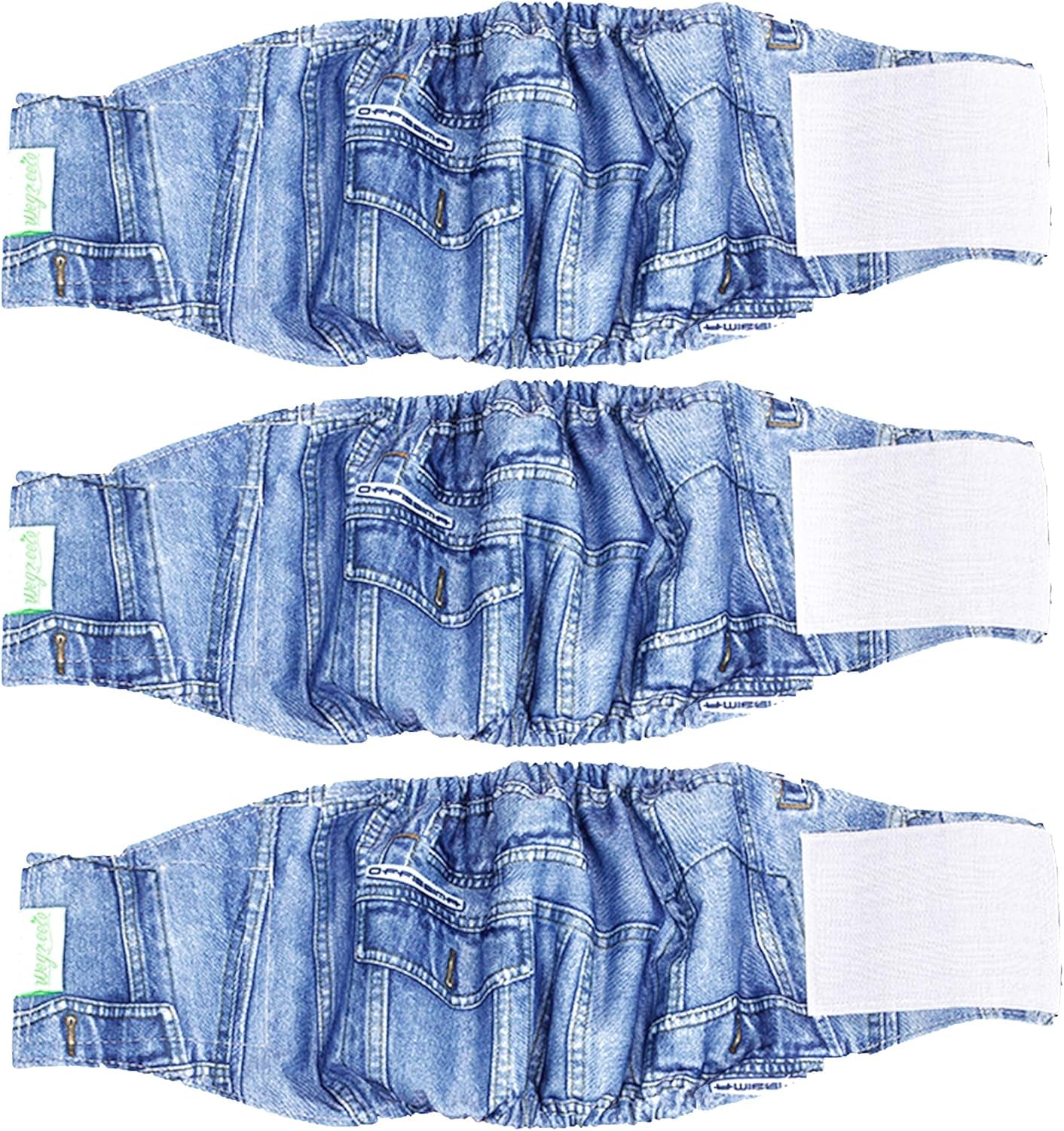 Jeans Washable Male Dog Diapers (Pack of 3) - Washable Male Dog Belly Wrap (Medium - 15"- 17" Waist)