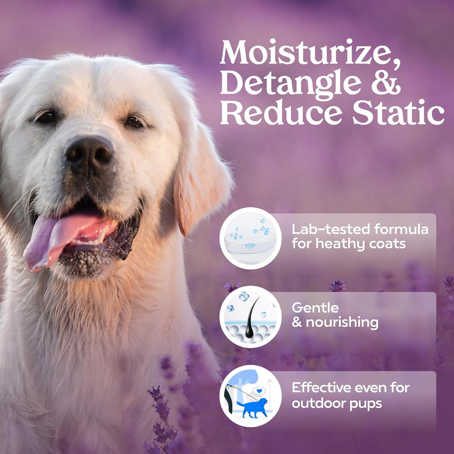 PAWFUME Royal Lavender Dog Detangler Spray - Hypoallergenic & Alcohol-Free for Luxurious Coat Care and Easy Grooming