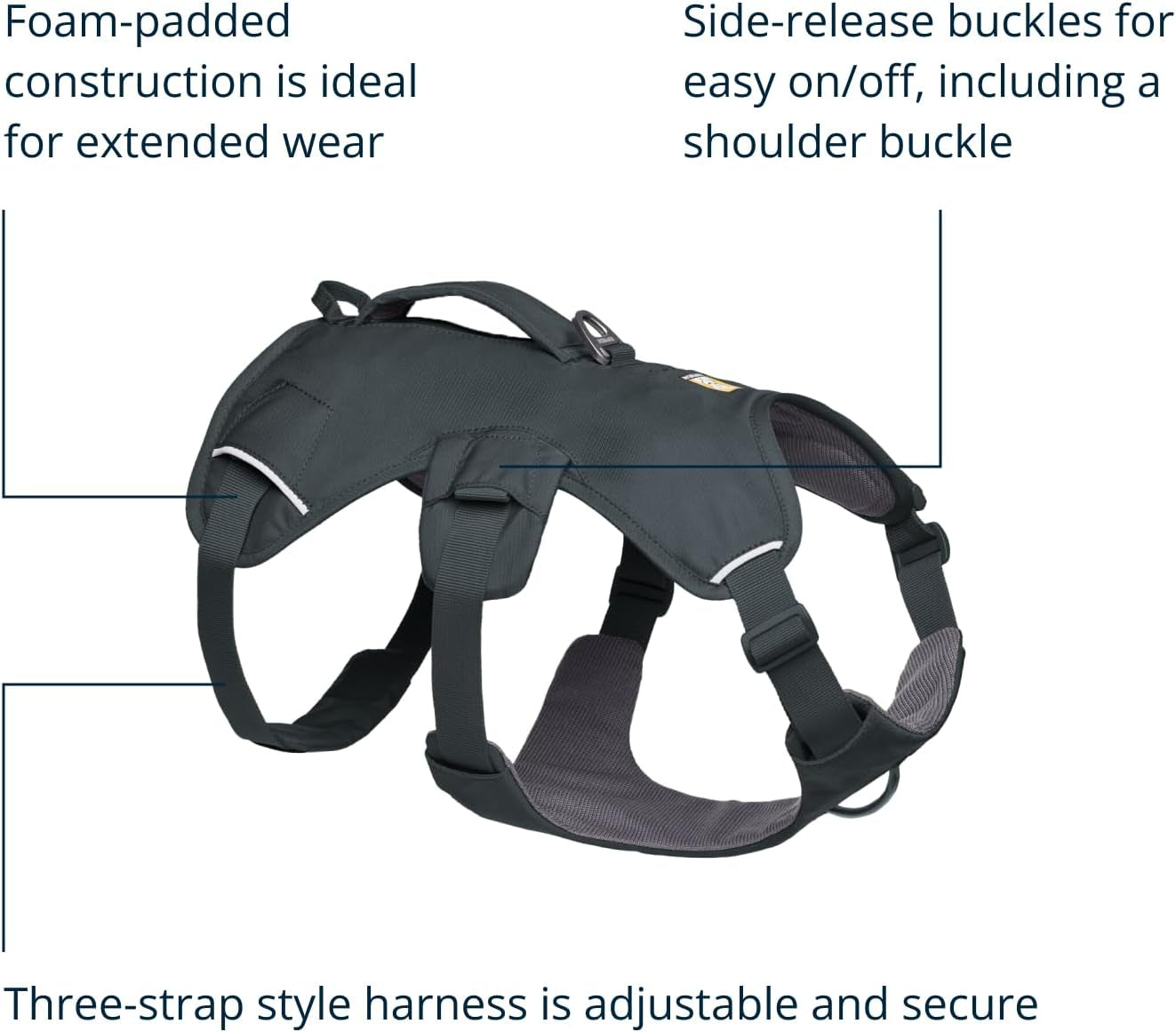 , Web Master, Multi-Use Support Dog Harness, Hiking and Trail Running, Service and Working, Everyday Wear, Basalt Gray, Large/X-Large