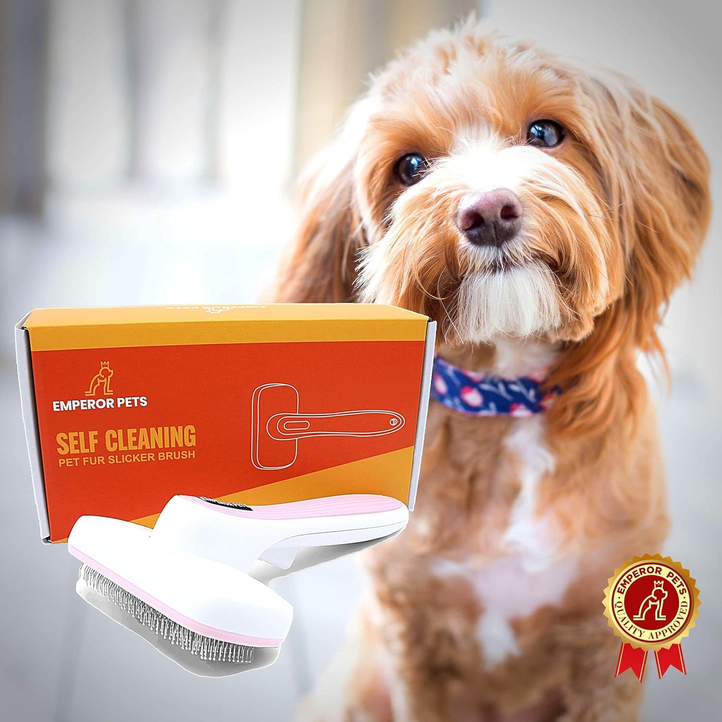 Ultimate Shedding Solution: Professional Pink Dog Brush for Long-Haired Breeds - Effortlessly Removes Tangles and Undercoat Hair