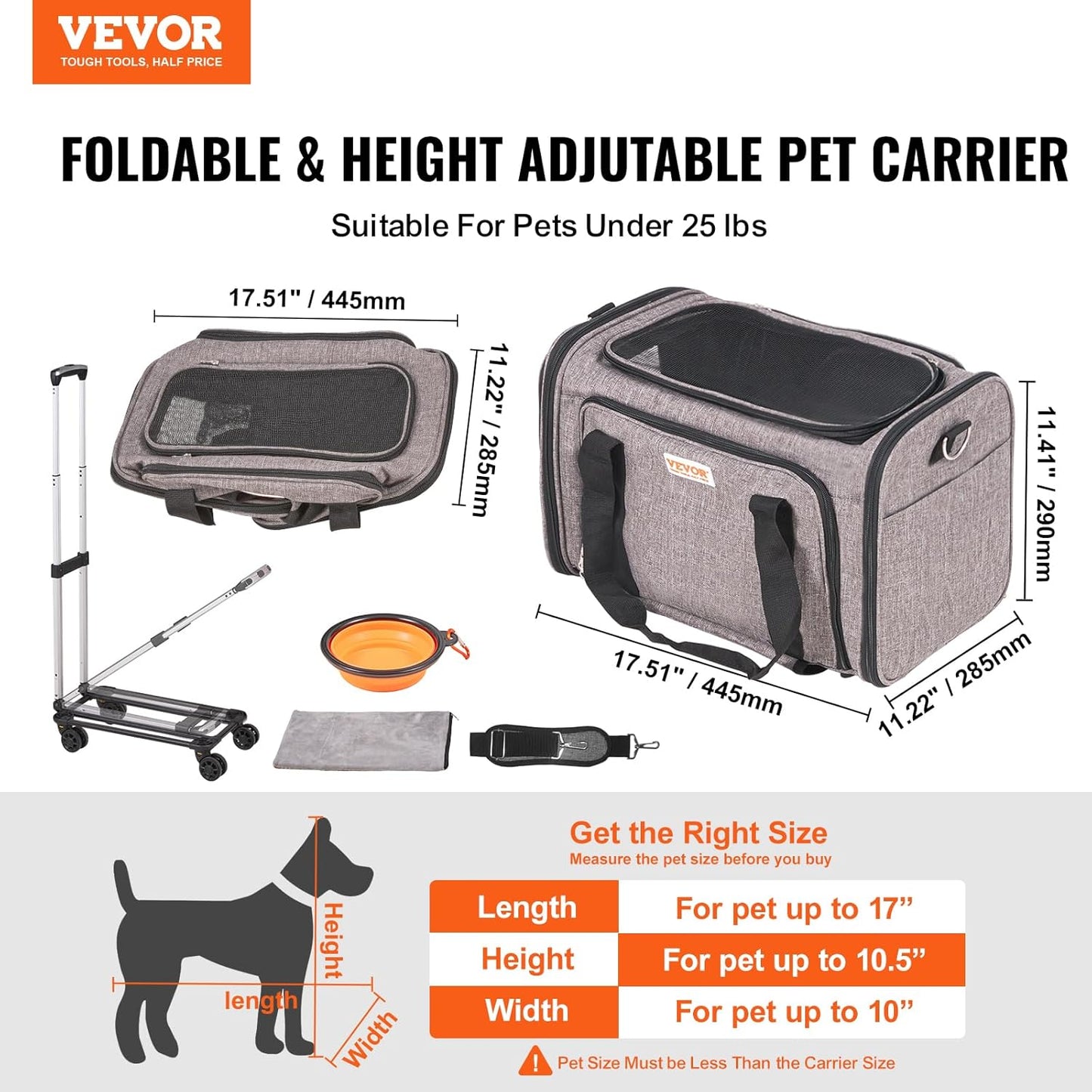 Airline Approved Pet Carrier with Wheels, Expandable Rolling Cat Dog Carrier for Medium Dogs and Cats under 25LBS, Pet Travel Carrier on Wheels with Upgraded Wheels and Telescopic Handle