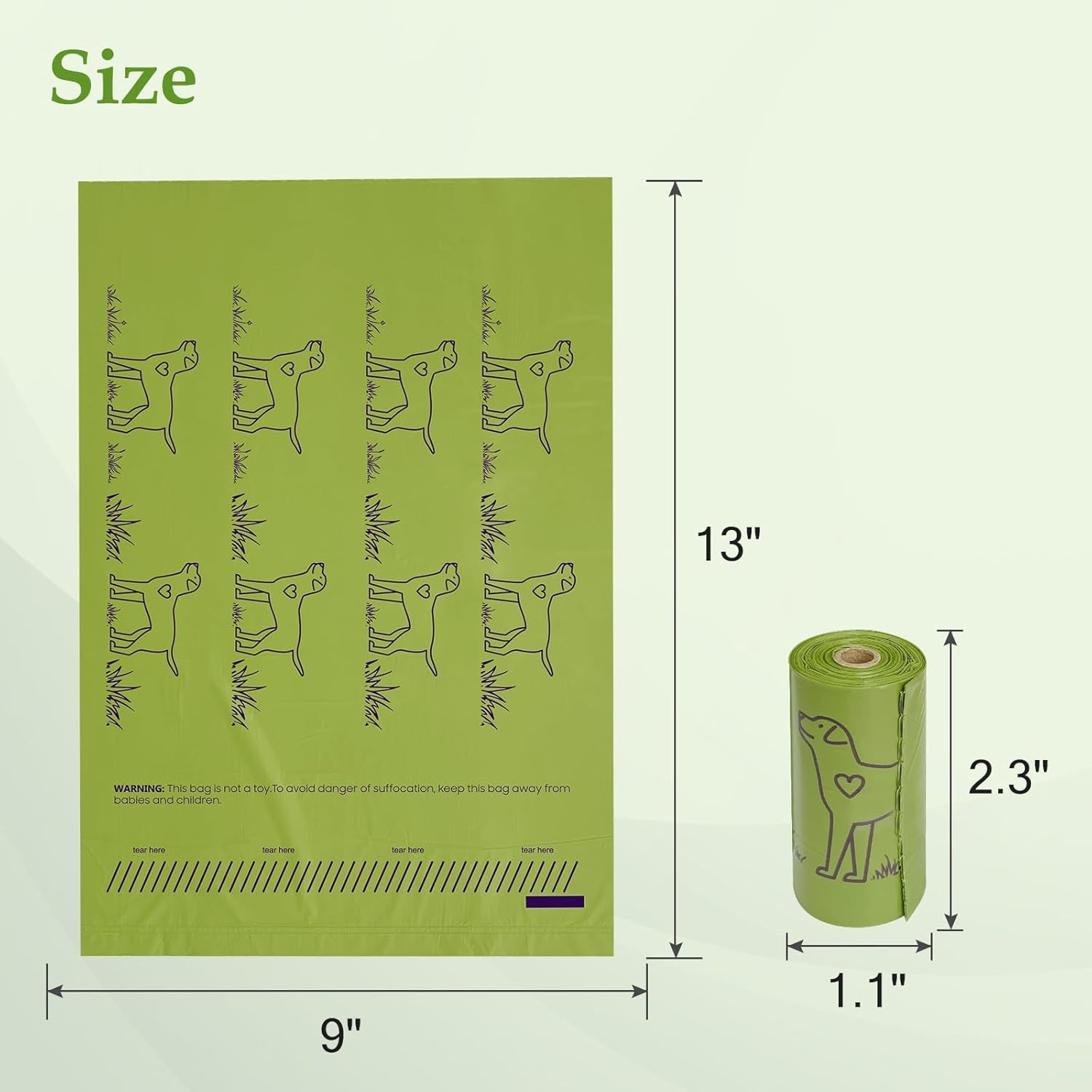 240 Count 13” X 9”Dog Poop Bags Rolls, Leakproof Strong & Sturdy Waste Bags for Doggie Cat Pet