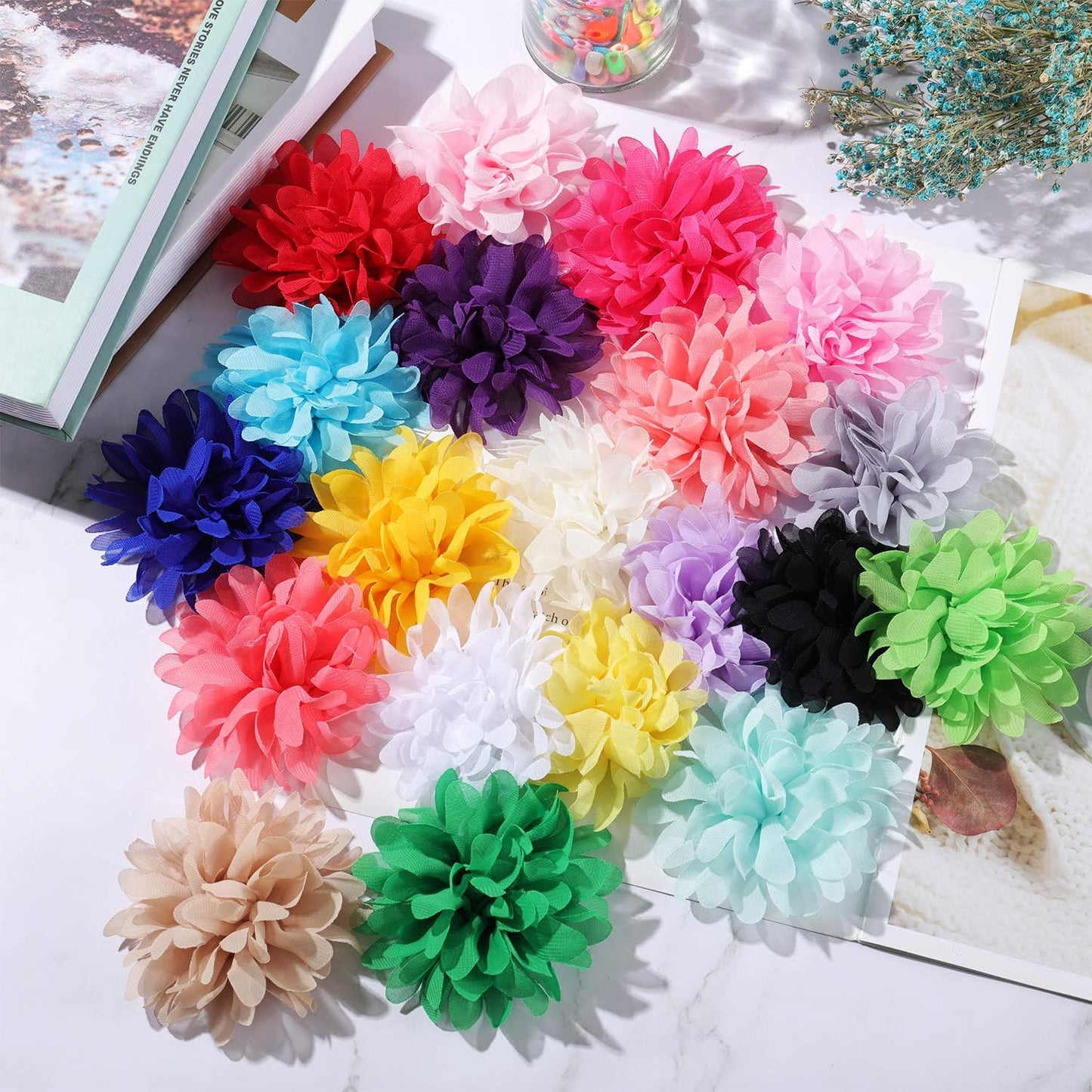20 Pcs 12 Cm/ 4. 7 Inch Pet Flower Collar Bow Dog Collar Dog Flower Accessory Multi Color Soft Chiffon Bow Tie Charms for Puppy Grooming Accessories