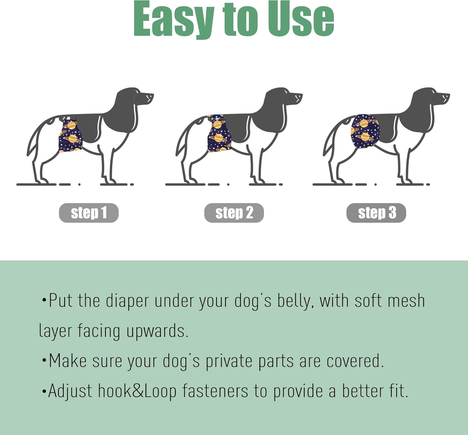 Wegreeco Washable Male Dog Diapers (Pack of 3) - Washable Male Dog Belly Wrap (Vast Sky, XS)