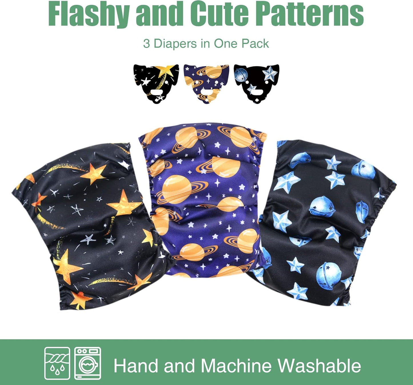 Wegreeco Washable Male Dog Diapers (Pack of 3) - Washable Male Dog Belly Wrap (Vast Sky, XS)