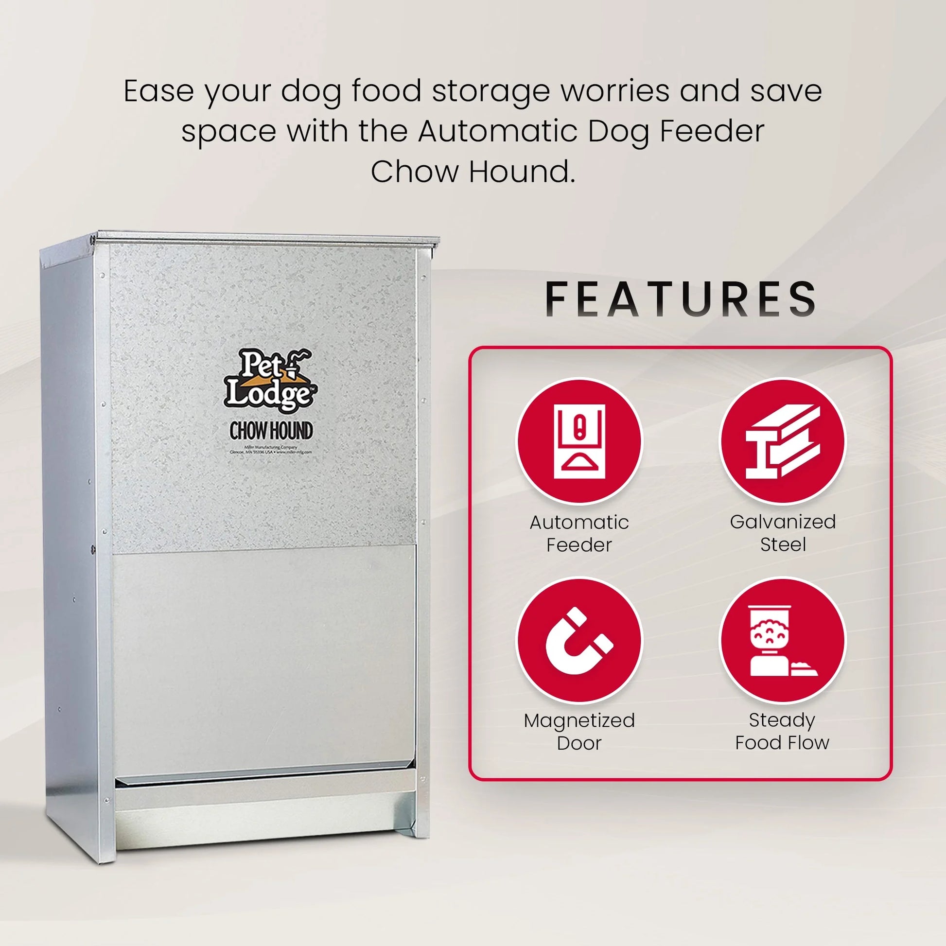 CH50 Pet Feeder, 50 Lb Volume, Galvanized Steel