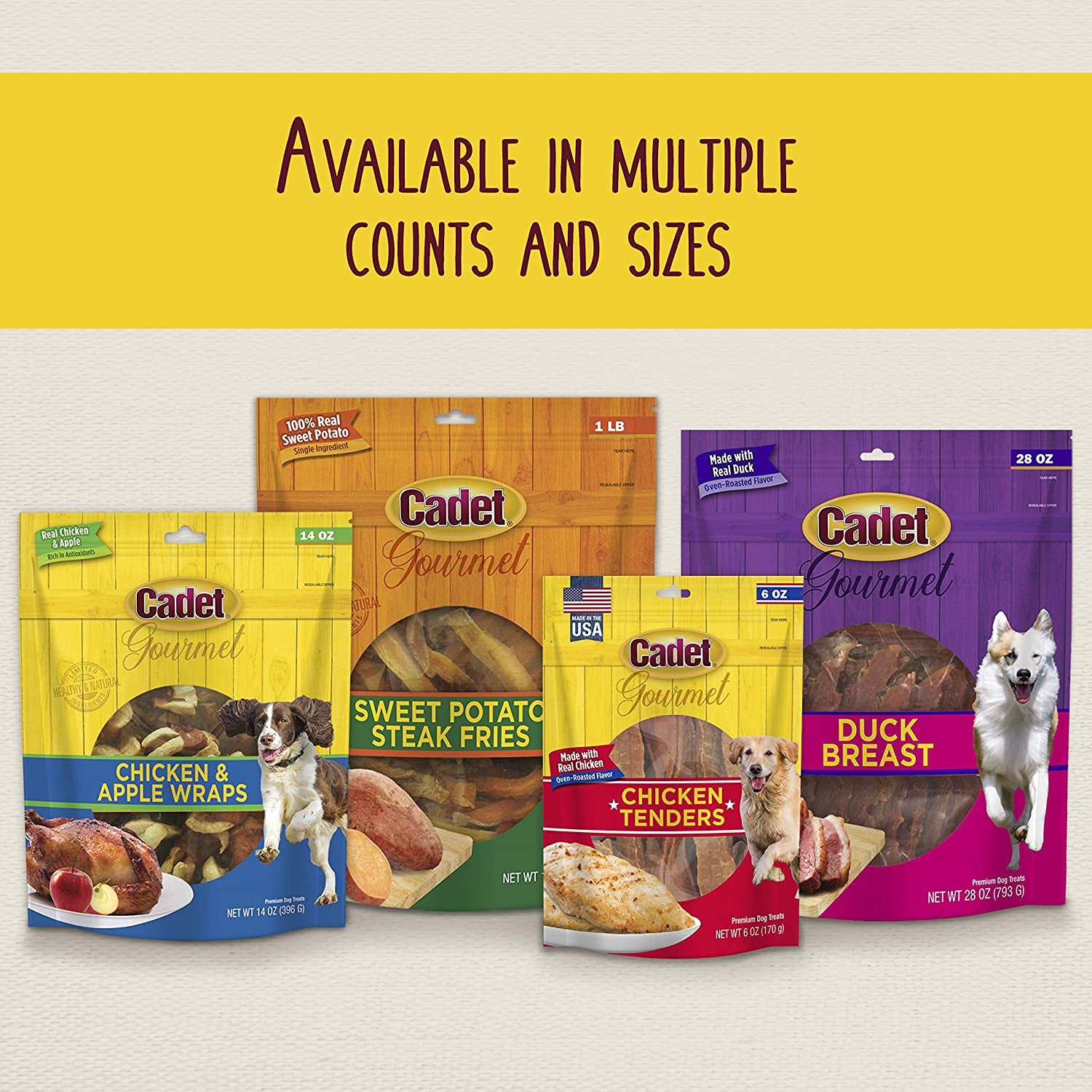 Gourmet Duck Breast Jerky Dog Treats, Healthy, Long-Lasting High-Protein Training Treats for Small & Large Dogs, 14 Oz.