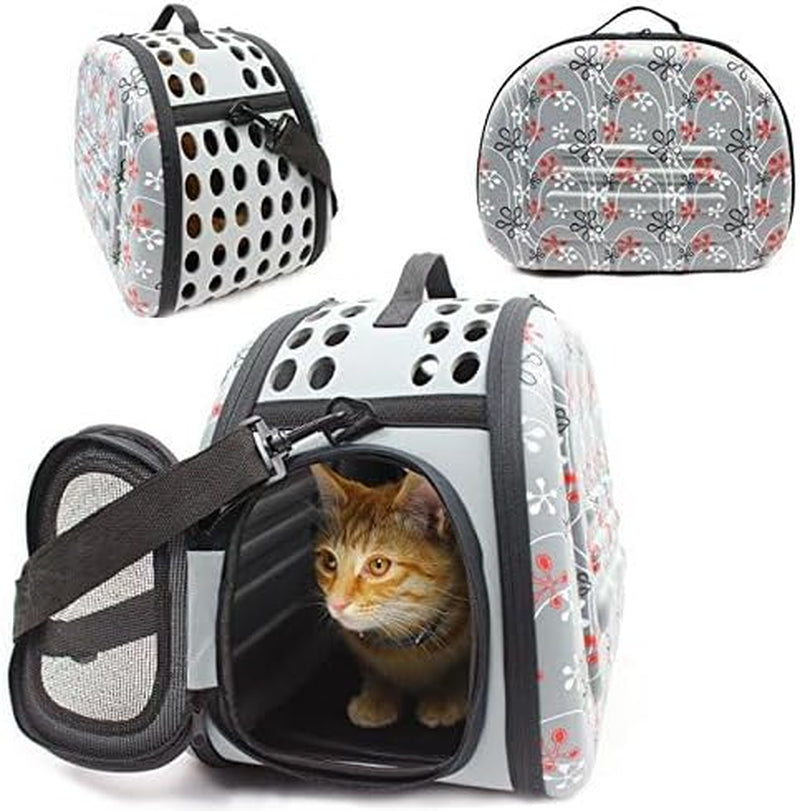 Foldable Pet Dog Cat Carrier Cage Collapsible Travel Kennel - Portable Pet Carrier Outdoor Shoulder Bag for Puppy Dog Cat Small Medium Large Animal (M, Grey)